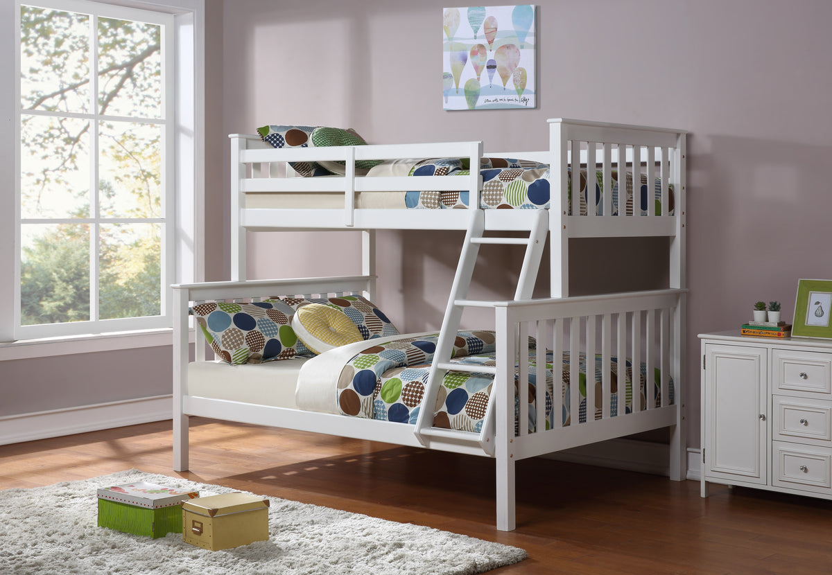 Mission-Style Single/Double Bunk Bed – White