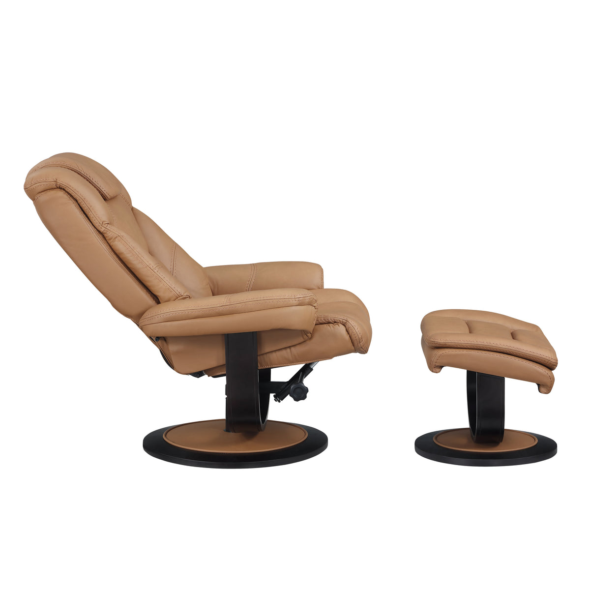 Swivel Recliner Chair with Ottoman – Leather Match