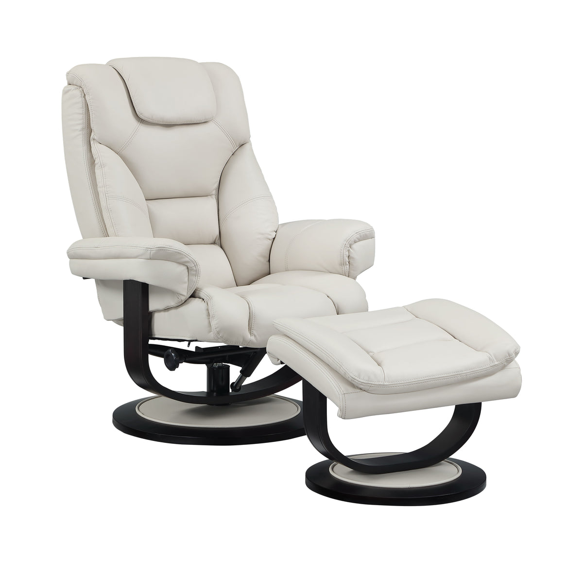 Swivel Recliner Chair with Ottoman – Leather Match