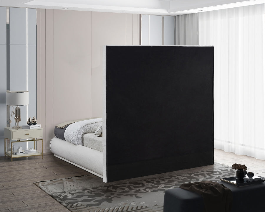Mid-Century Upholstered Bed – Creme Linen