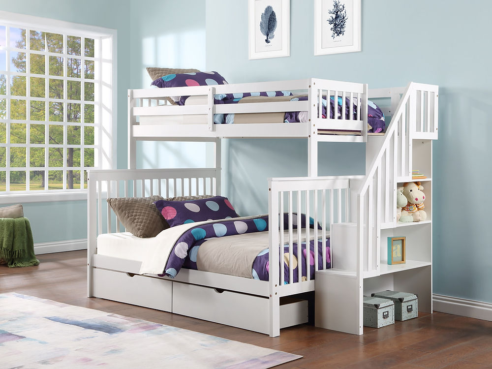 B-1852 Single Double Bunk Bed Mission Style Solid Wood