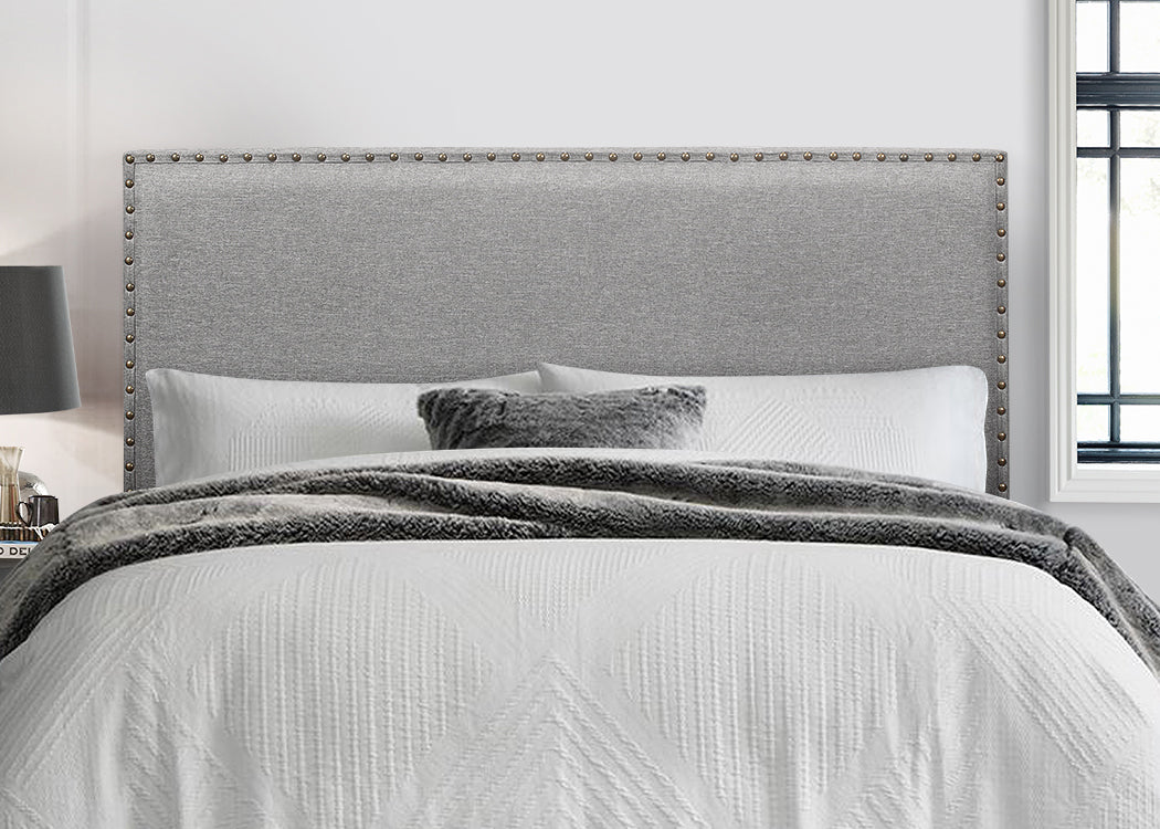 Adjustable Height Upholstered Headboard – Grey Linen