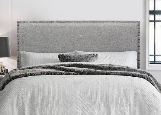 Adjustable Height Upholstered Headboard – Grey Linen