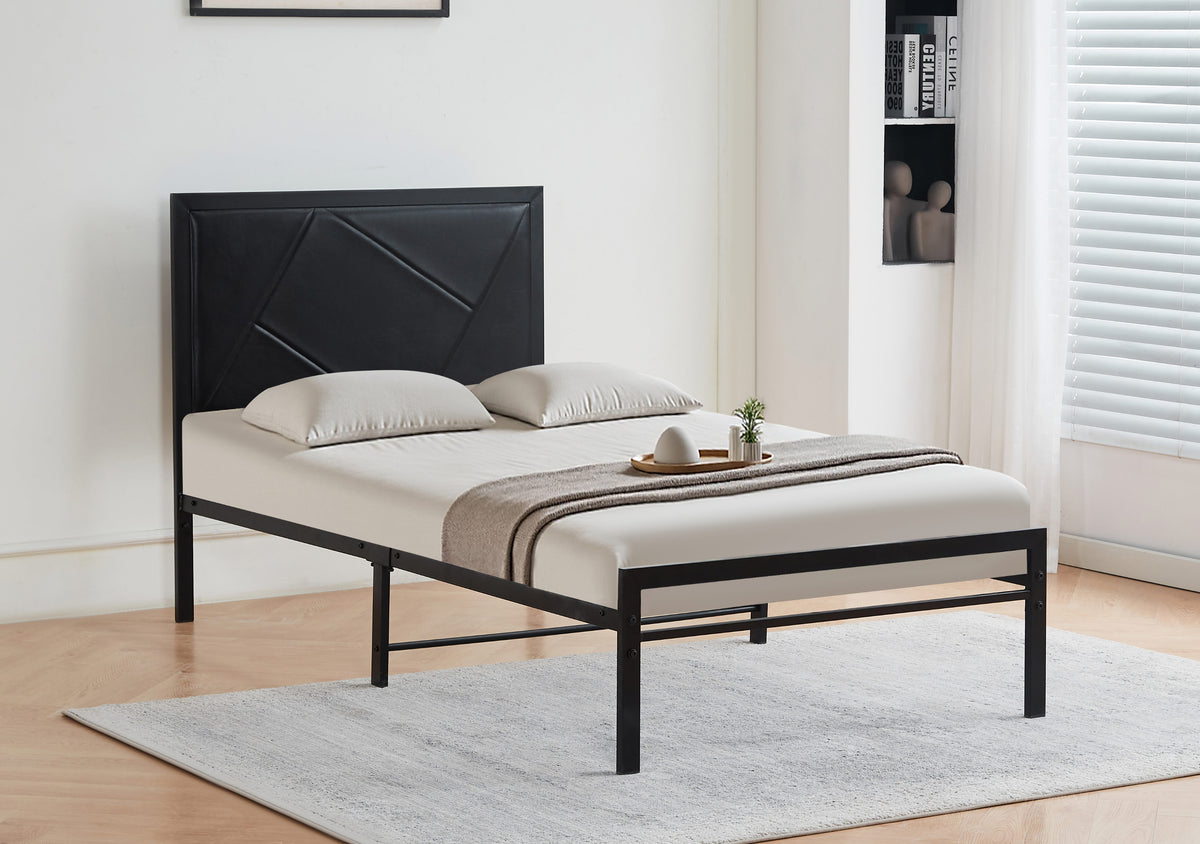 Geometric Black Metal Platform Bed