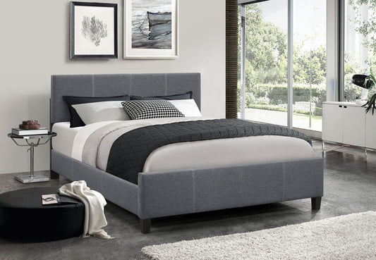 Adjustable Headboard Upholstered Bed – Dark Grey Fabric