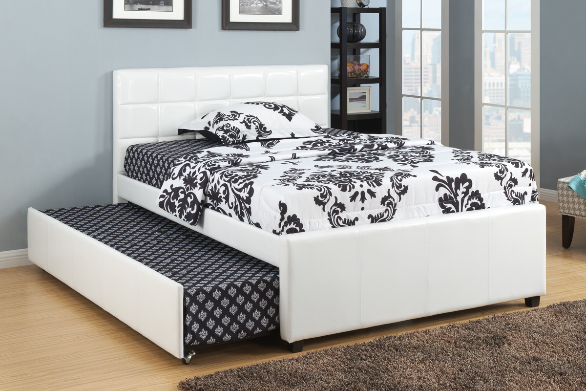 White Single Bed with Pull-Out Trundle