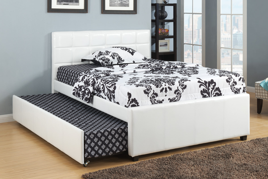 White Single Bed with Pull-Out Trundle