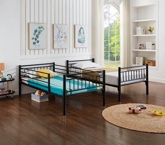Convertible Metal Single/Single Bunk Bed – Black