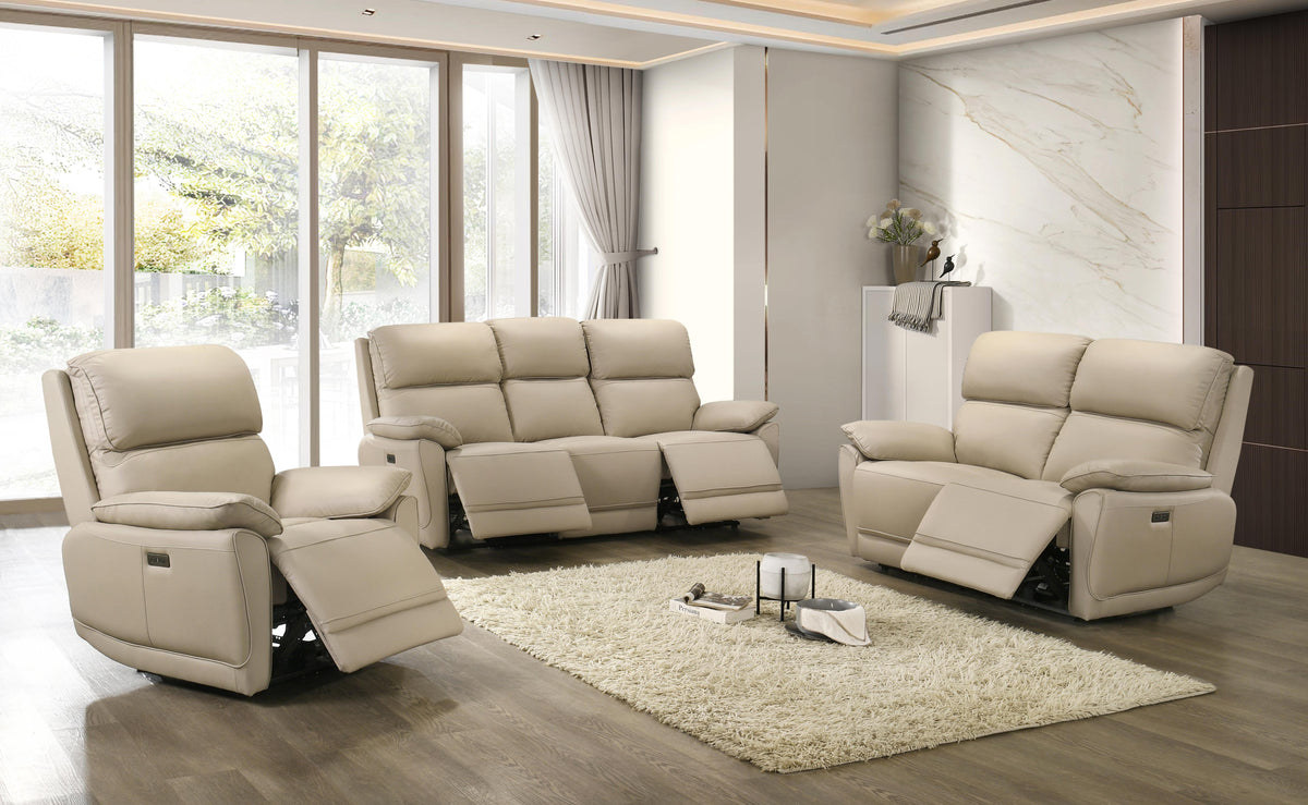 Power Reclining 3-Piece Living Room Set Dark Chocolate Brown Leather