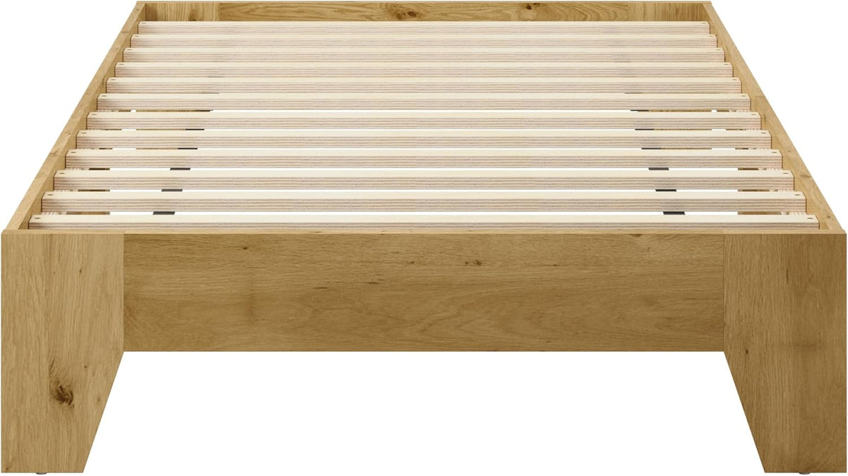 Low-Profile Wood Platform Bed – Natural Oak