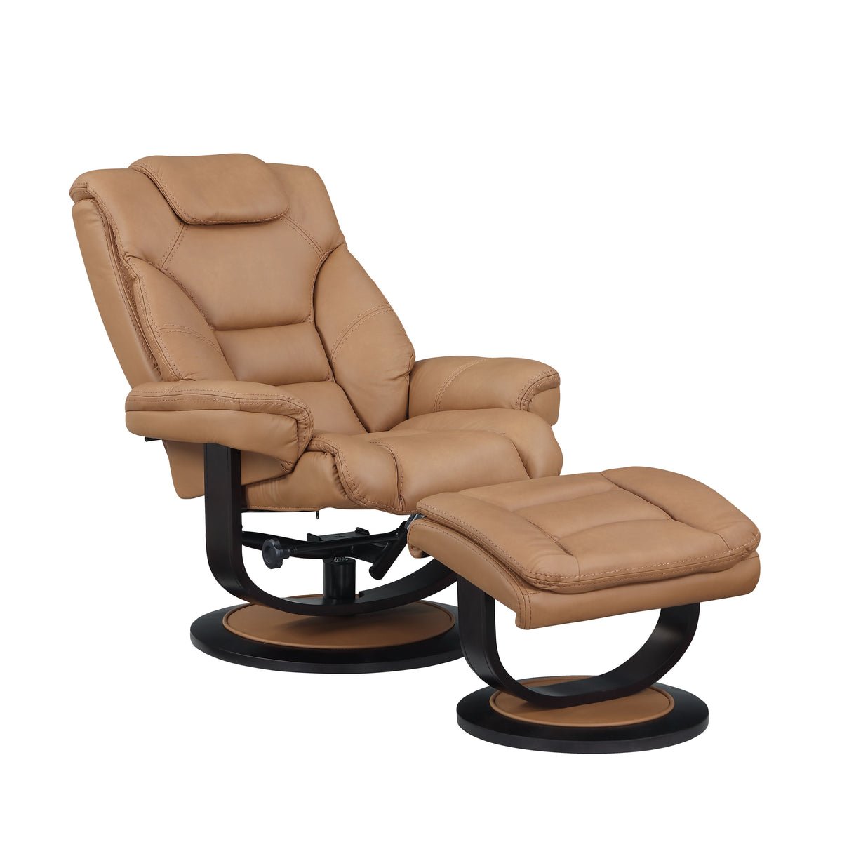 Swivel Recliner Chair with Ottoman – Leather Match