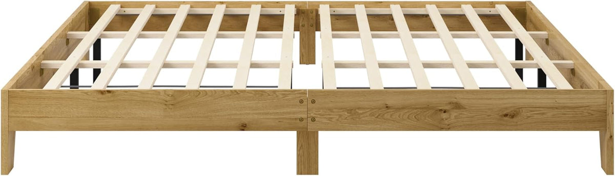 Low-Profile Wood Platform Bed – Natural Oak