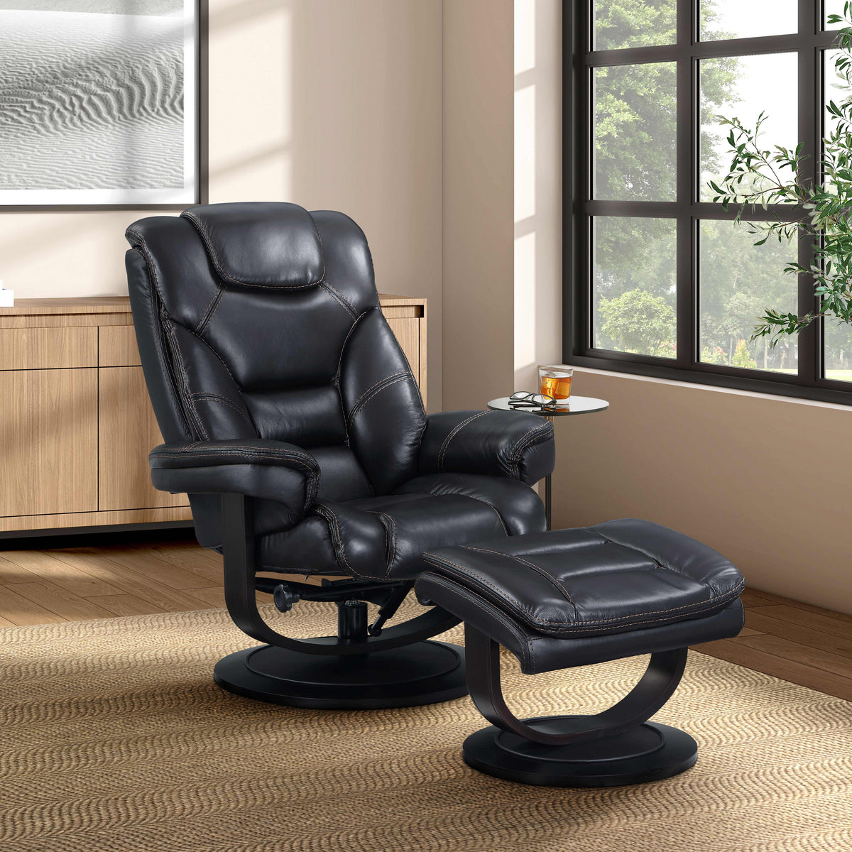 Swivel Recliner with Ottoman – Blackberry
