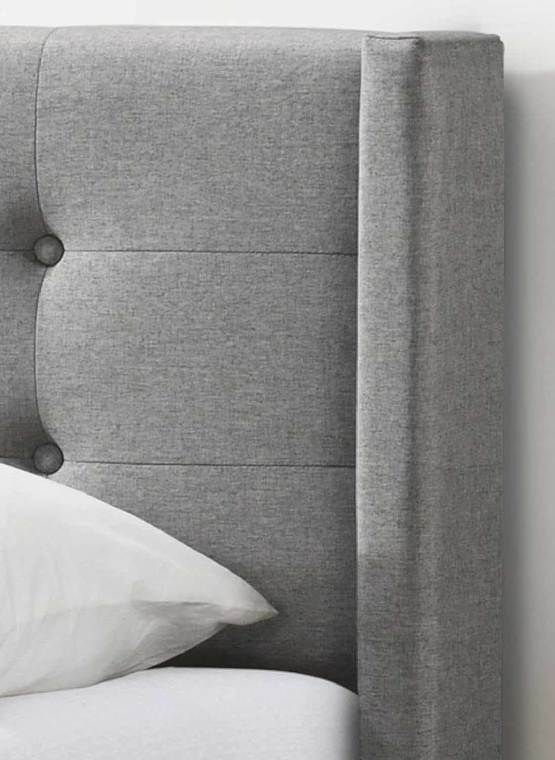 Button-Tufted Wingback Bed – Grey Fabric