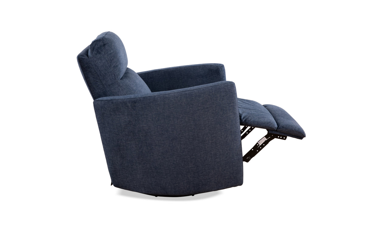 Swivel Glider Recliner with Hidden Handle & Accent Pillows