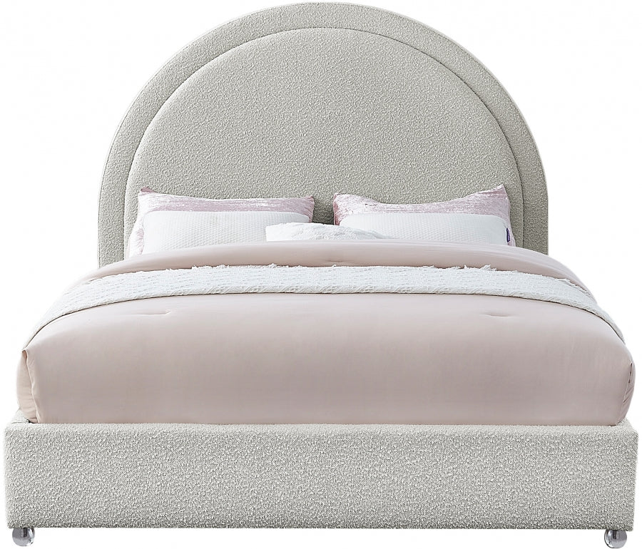 Cream Boucle Bed with Acrylic Legs