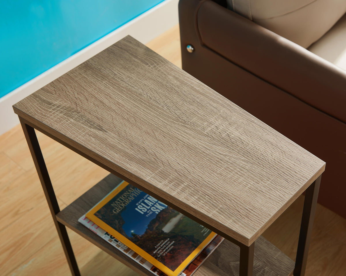 C-Shaped Side Table – Reclaimed Wood Look