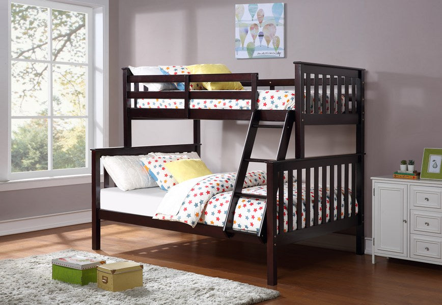 Mission-Style Single/Double Bunk Bed – Espresso