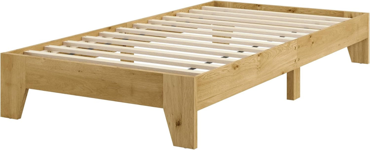Low-Profile Wood Platform Bed – Natural Oak