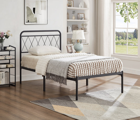 Contemporary Black Steel Platform Bed