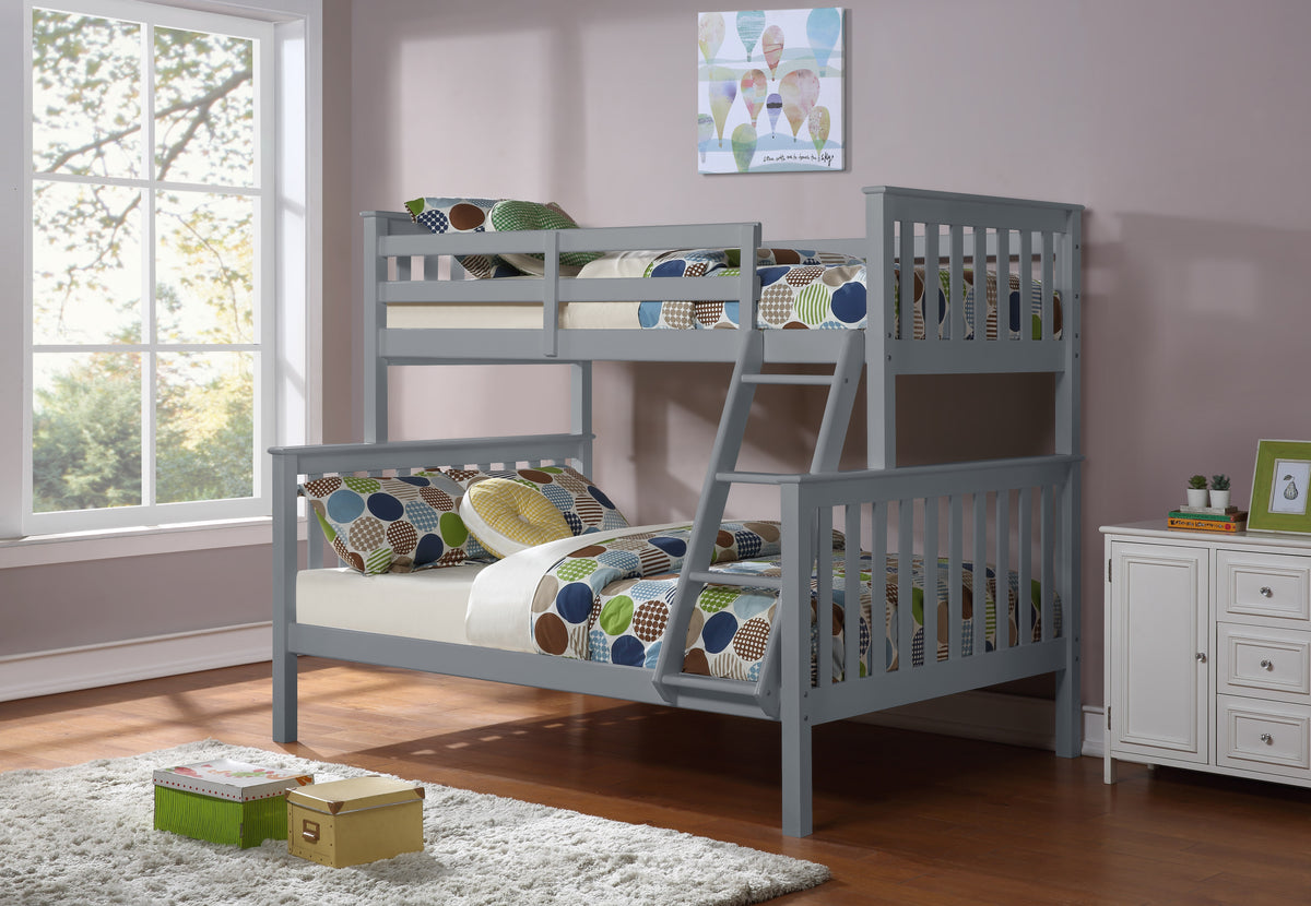 Mission-Style Single/Double Bunk Bed – Grey