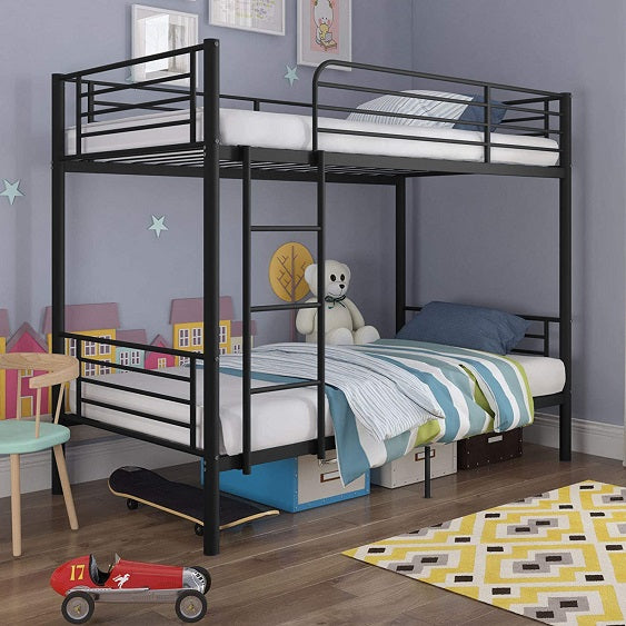 Classic Metal Single/Single Bunk Bed – Black