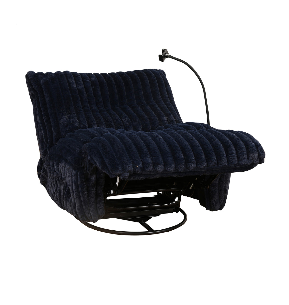 Corduroy Swivel Glider Recliner – Navy Blue