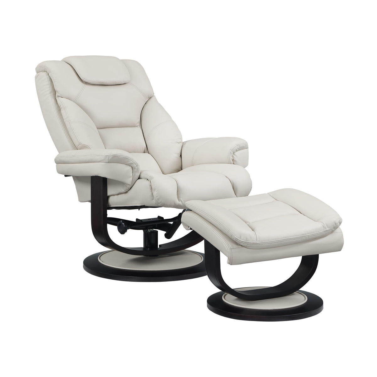 Swivel Recliner Chair with Ottoman – Leather Match