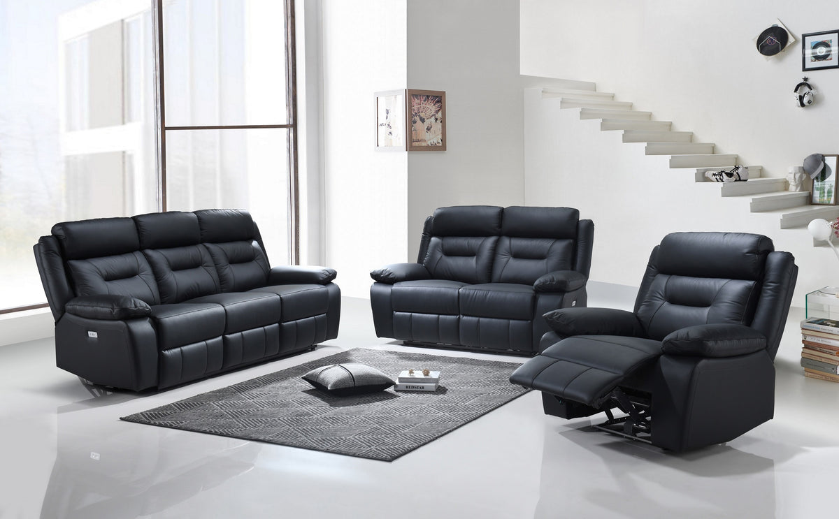 Power Reclining 3-Piece Living Room Set – Genuine Leather Match