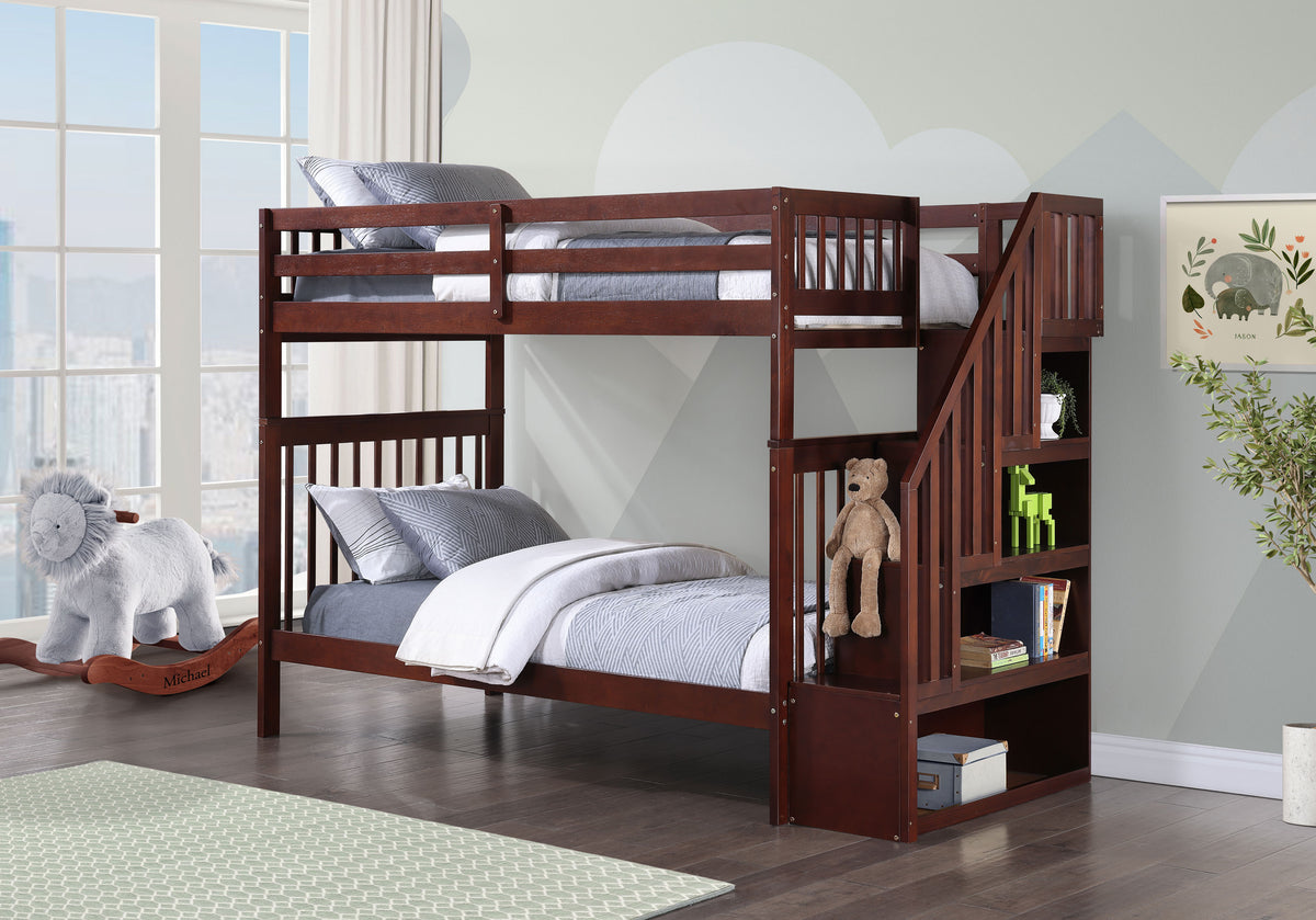 Mission Bunk Bed with Reversible Staircase – Espresso Single/Single