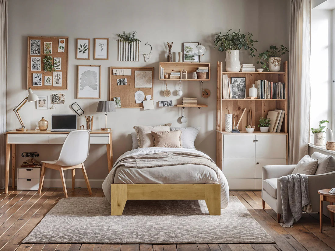 Low-Profile Wood Platform Bed – Natural Oak