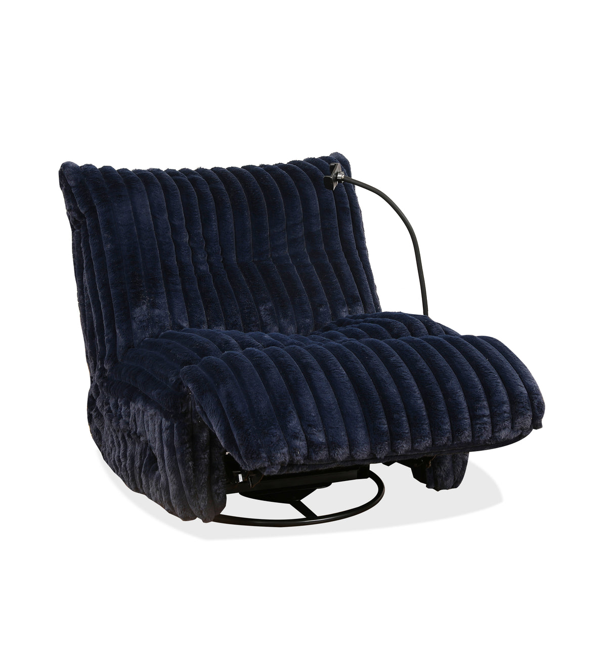 Corduroy Swivel Glider Recliner – Navy Blue