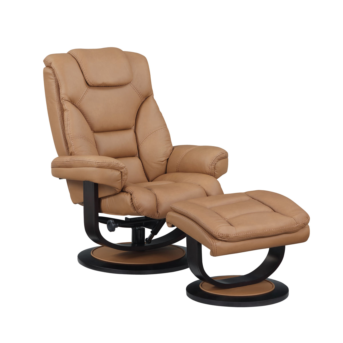 Swivel Recliner Chair with Ottoman – Leather Match