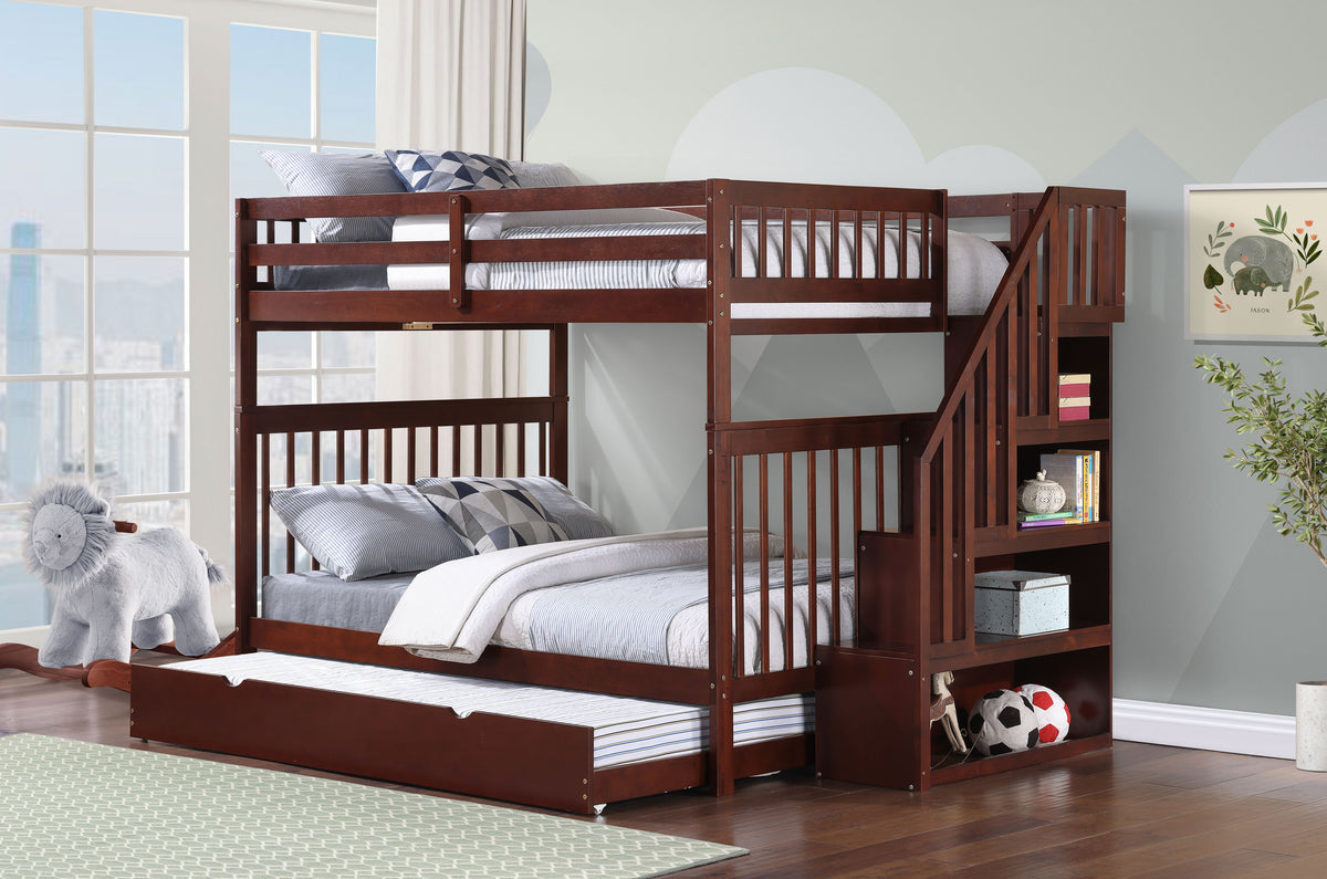 Mission Bunk Bed with Reversible Staircase – Espresso Double/Double