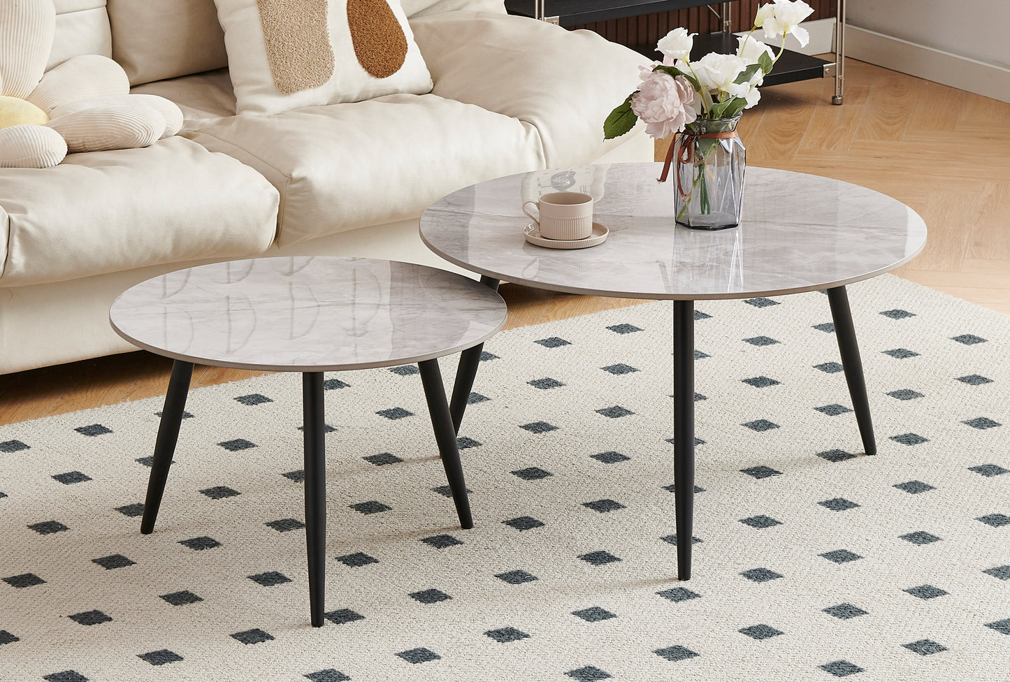 IF-2211 Coffee Table Set With Armani Grey Marble Top