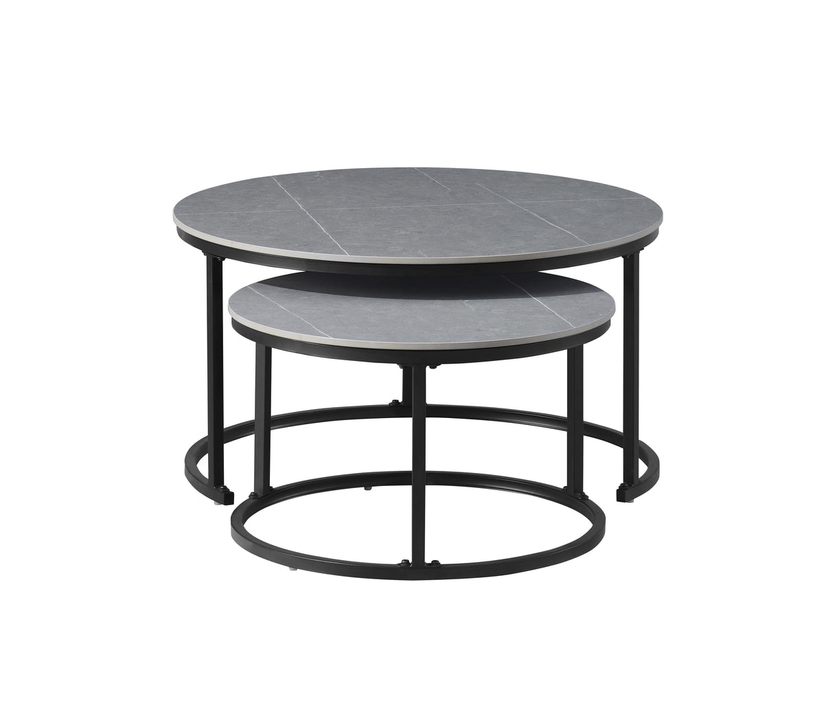 Round Sintered Stone Nesting Coffee Tables – Set of 2 – Armani Grey