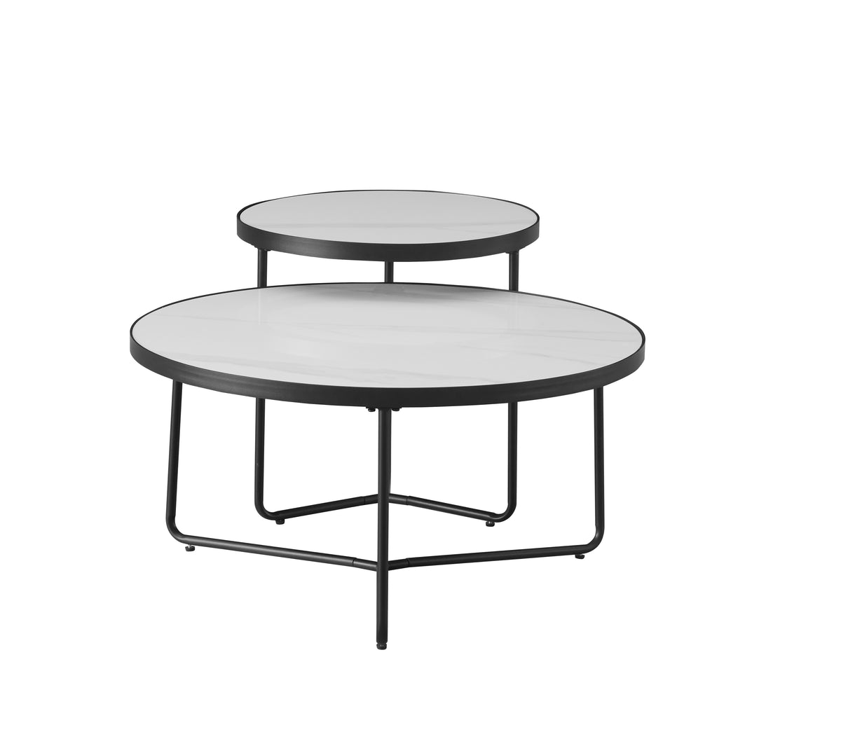 Round Sintered Stone Coffee Tables – Set of 2, 32" – Snowy White