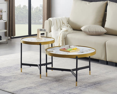 Pandora Marble Coffee Table Set Black Gold