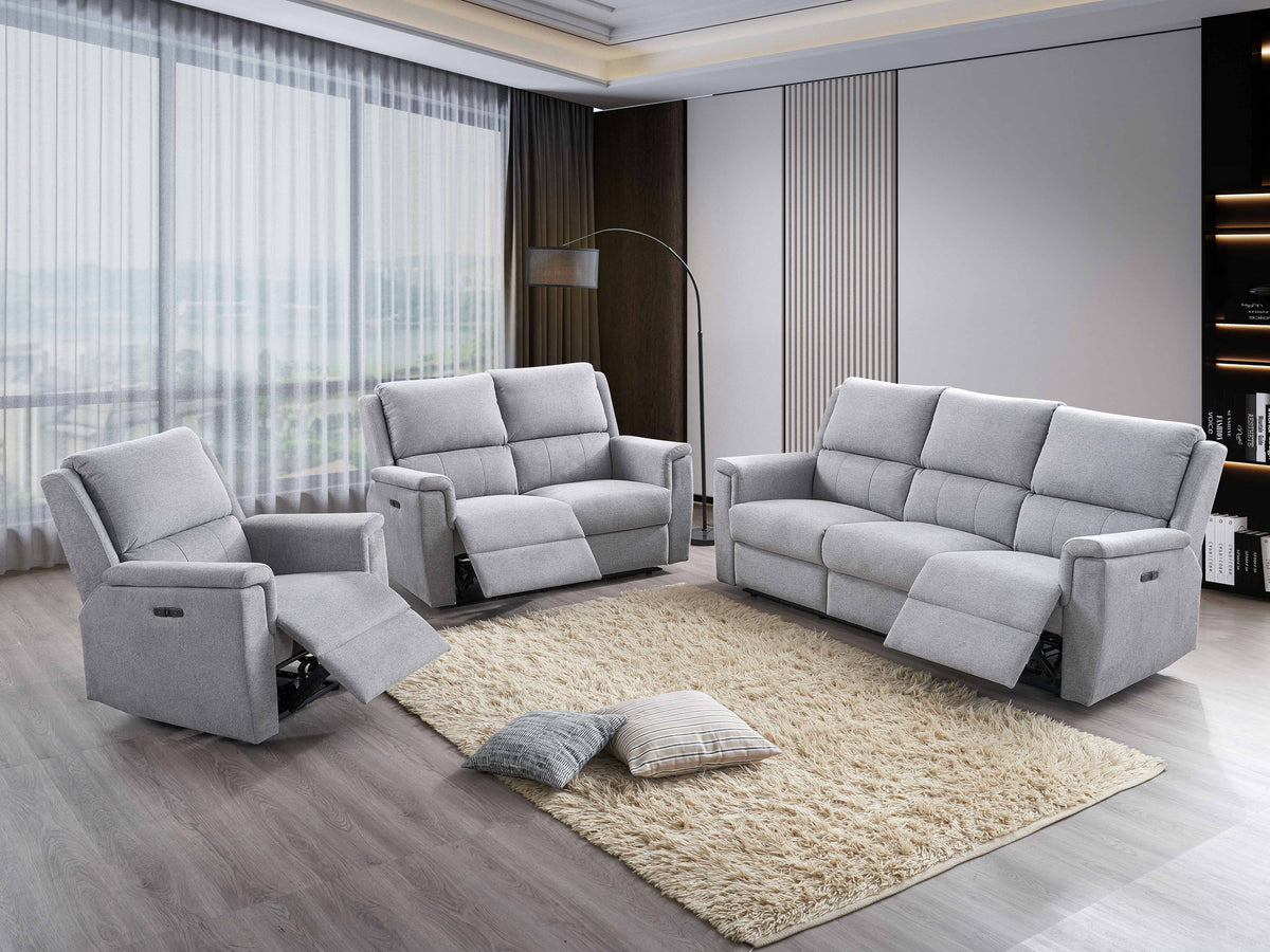 Power Reclining 3-Piece Living Room Set Stone PU