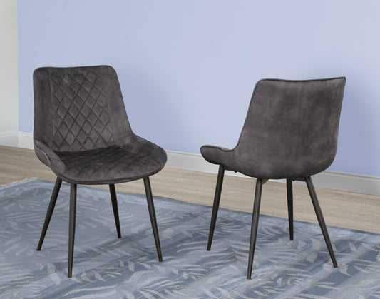 Fabian Modern Dark Grey Tufted Fabric Dining Chairs Set of 2