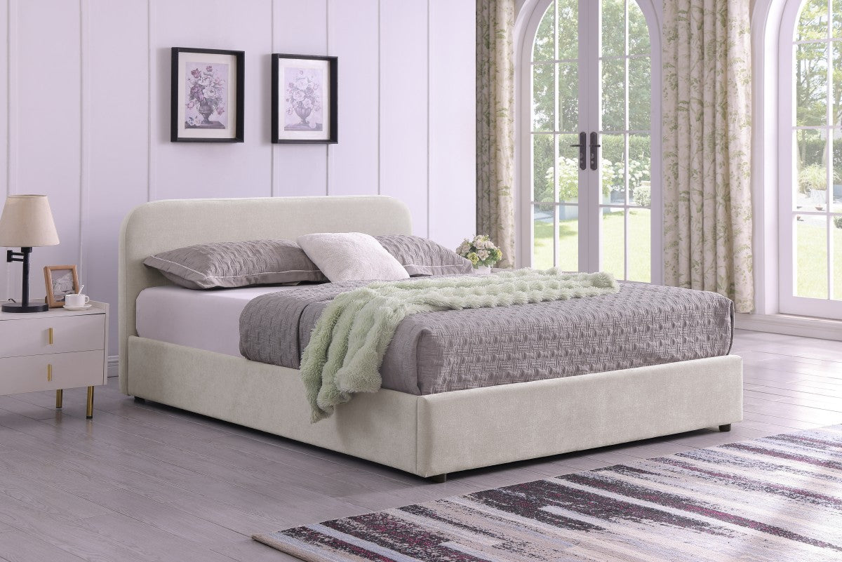 QUEEN PLATFORM STORAGE BED - BEIGE