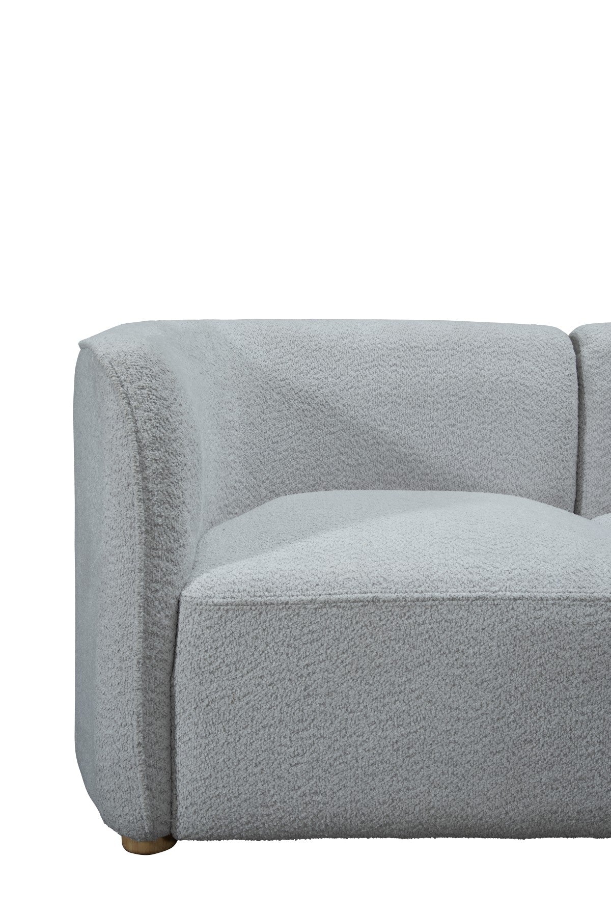 Sofia Beige Contemporary Curved Frame Sofa Chaise, Plush Polyester Fabric, Metal Legs