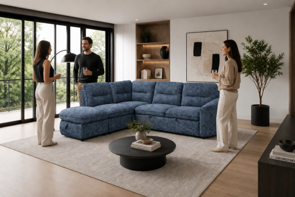LHF Sectional Sleeper Blue