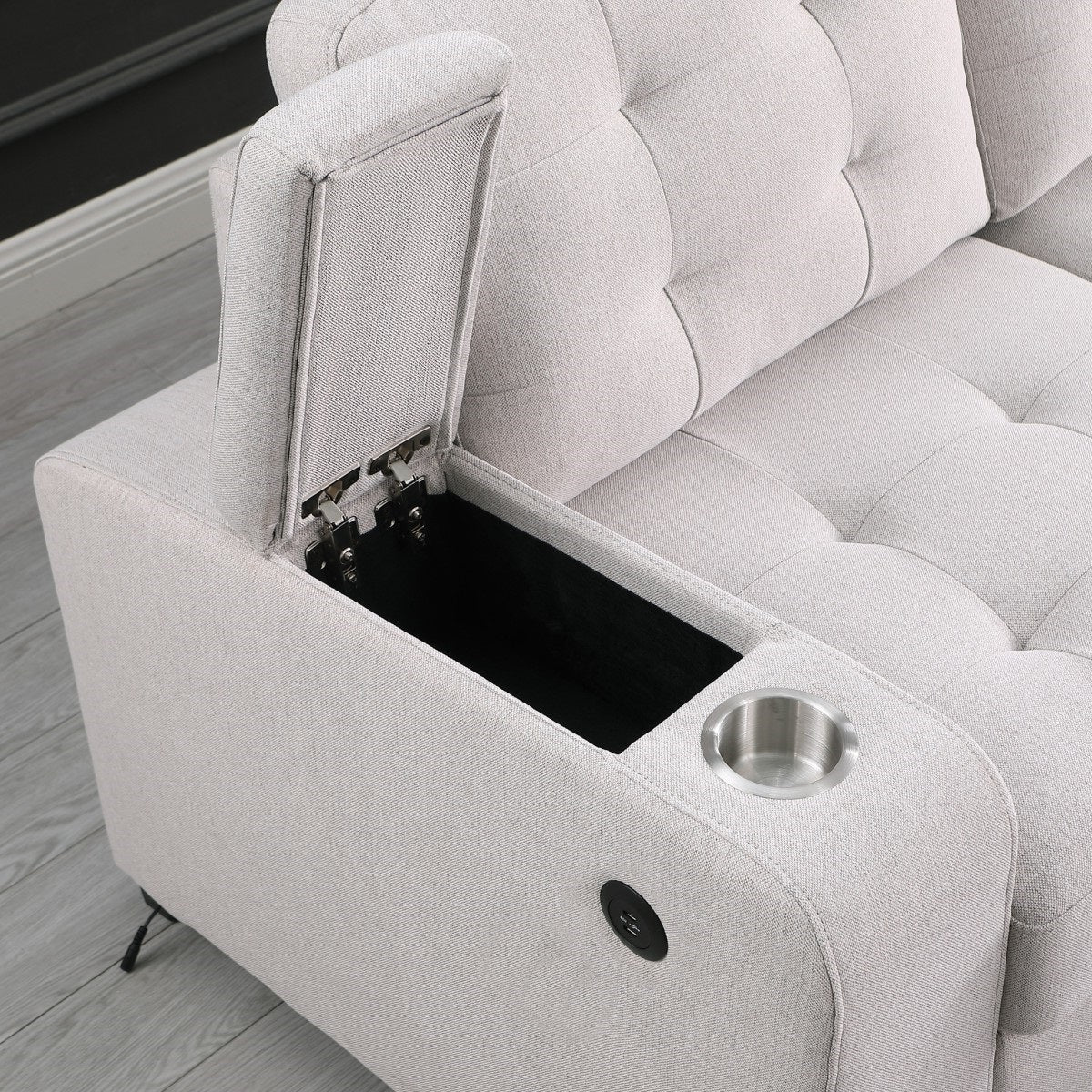 Tufted Sectional Sleeper – Beige