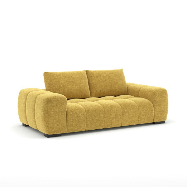 Zara Sofa Yellow Plush Polyester 86in Length Corner Blocked Frame