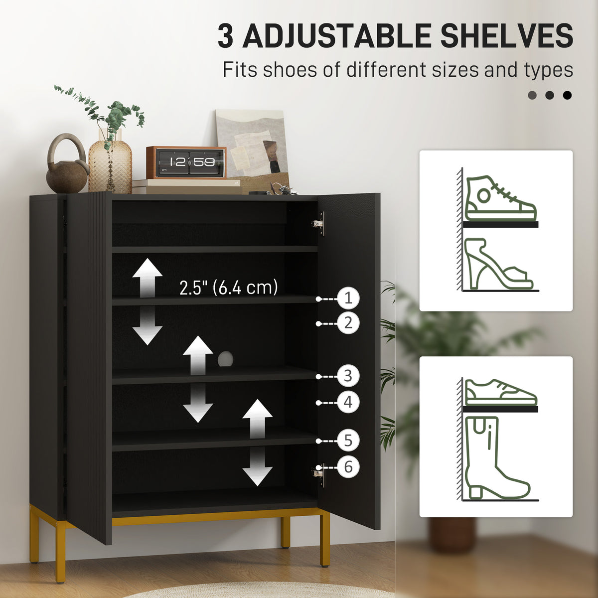Shoe Cabinet with Soft-Close Doors and Adjustable Shelves – 28"W x 37"H