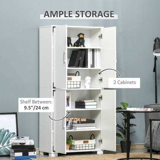 Farmhouse Kitchen Pantry Storage Cabinet with 4 Doors – 30"W x 63"H