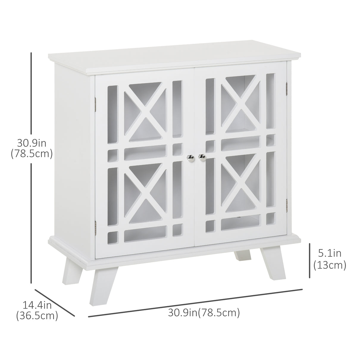 Storage Cabinet with Fretwork Doors and Shelf – 31"W x 31"H