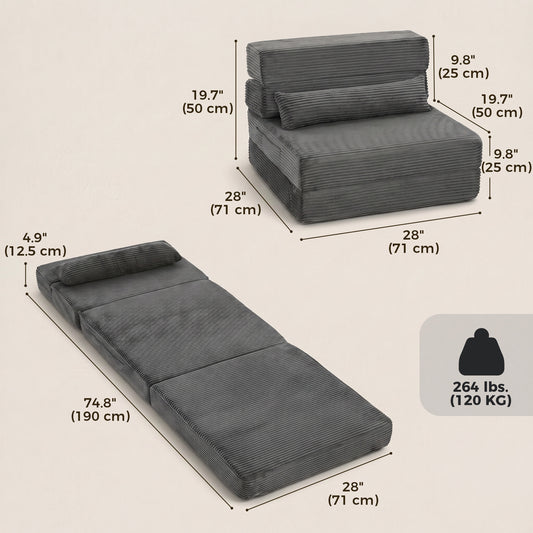 Four-Fold Floor Chair Sofa Bed – Small