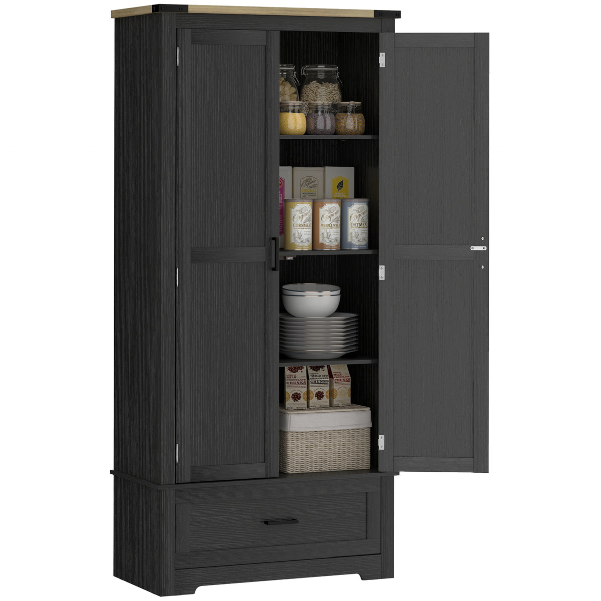 Tall Farmhouse Kitchen Pantry Cabinet with 2 Doors – 31"W x 69"H